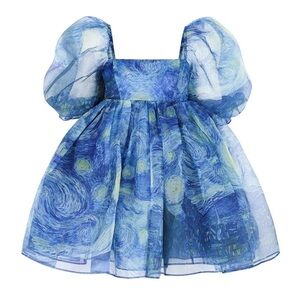 Selkie Starry Night Silk Puff Dress NWT Size M